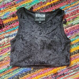 Reformation Gray Fitted Crop Tank Top